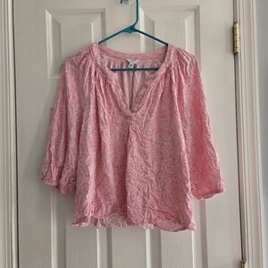 Crown & Ivy Pink Ruched Blouse PL